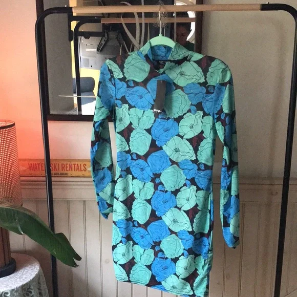 Nasty Gal | Dresses | Nasty Gal Funnel Neck Mesh Floral Midi Dresssize 6 |  Poshmark